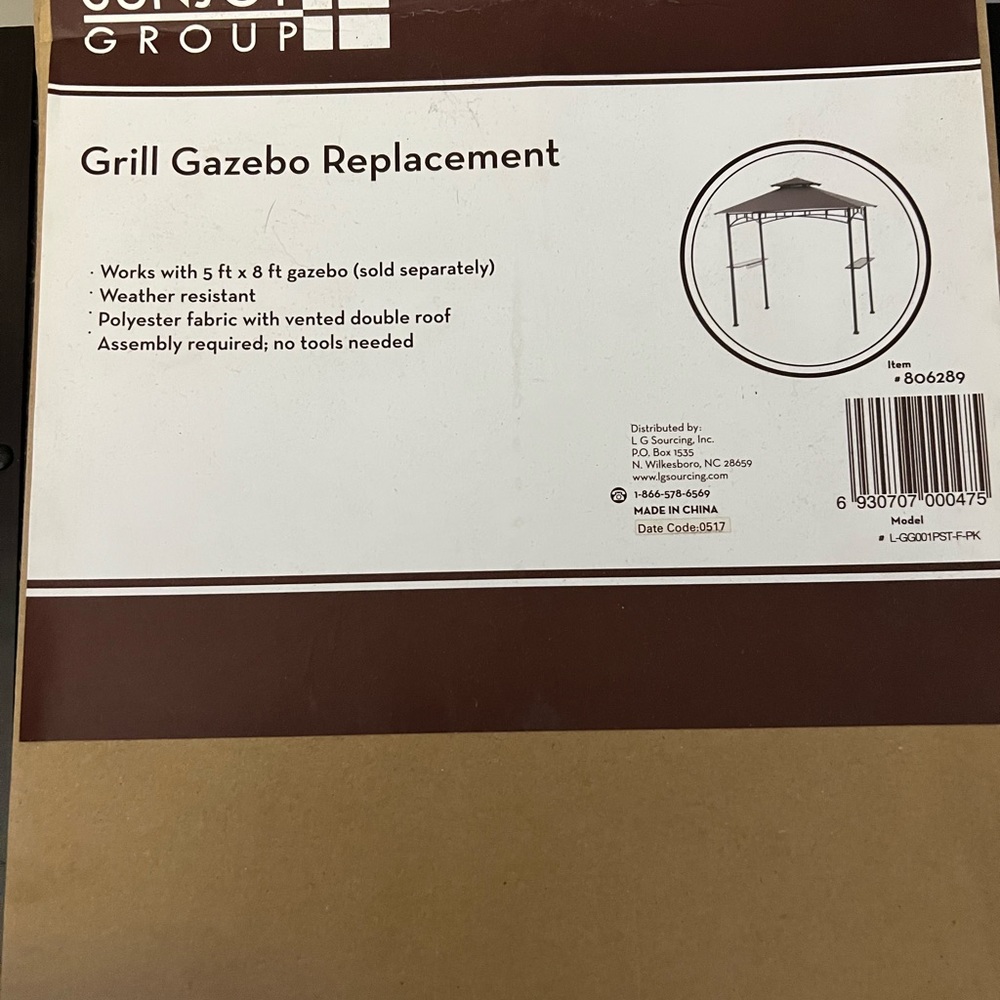 Sunjoy Grill Gazebo Replacement Canopy 5x8